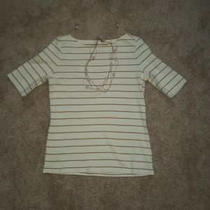 SALE Talbot's metallic stripe short sleeve top